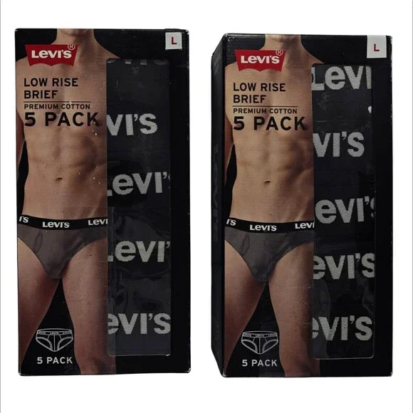 NEW Levi's Low Rise Briefs Cotton Underwear L Large 2 sets of 5-Pack Black NWT - Picture 1 of 7